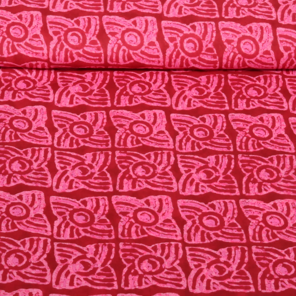 Baumwollvoile Blumen Batik Fuchsia