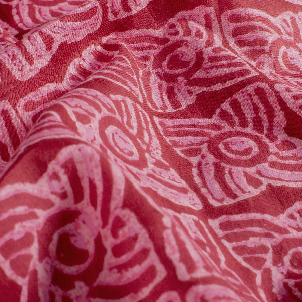 Baumwollvoile Blumen Batik Fuchsia
