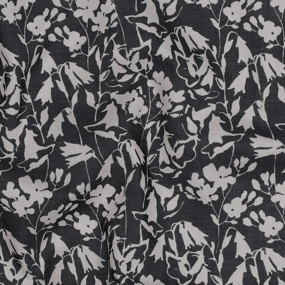 Baumwollvoile Blumen Schwarz
