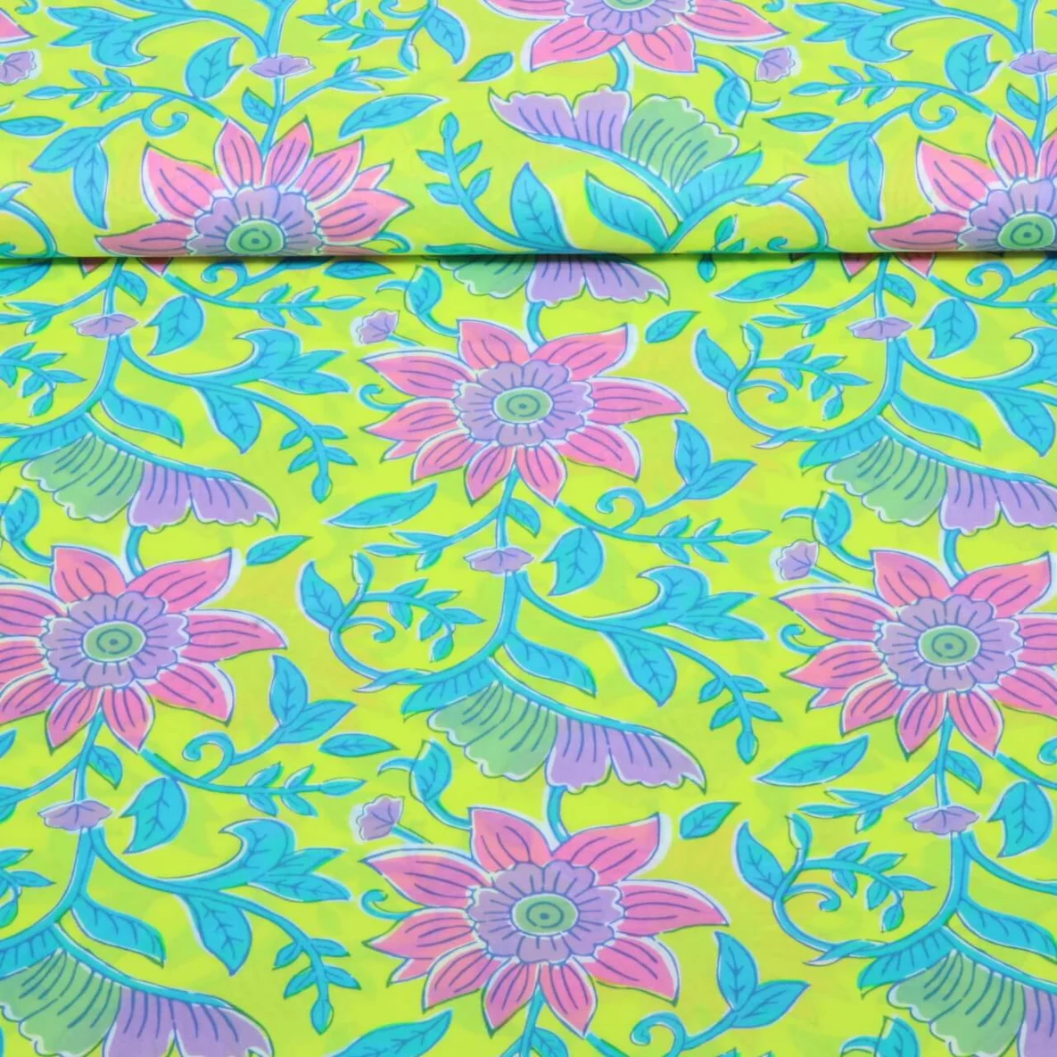 Baumwollvoile "Dalia" Blüten Gelb