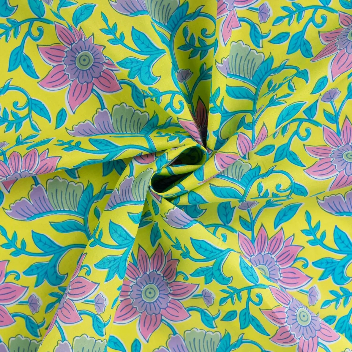 Baumwollvoile "Dalia" Blüten Gelb