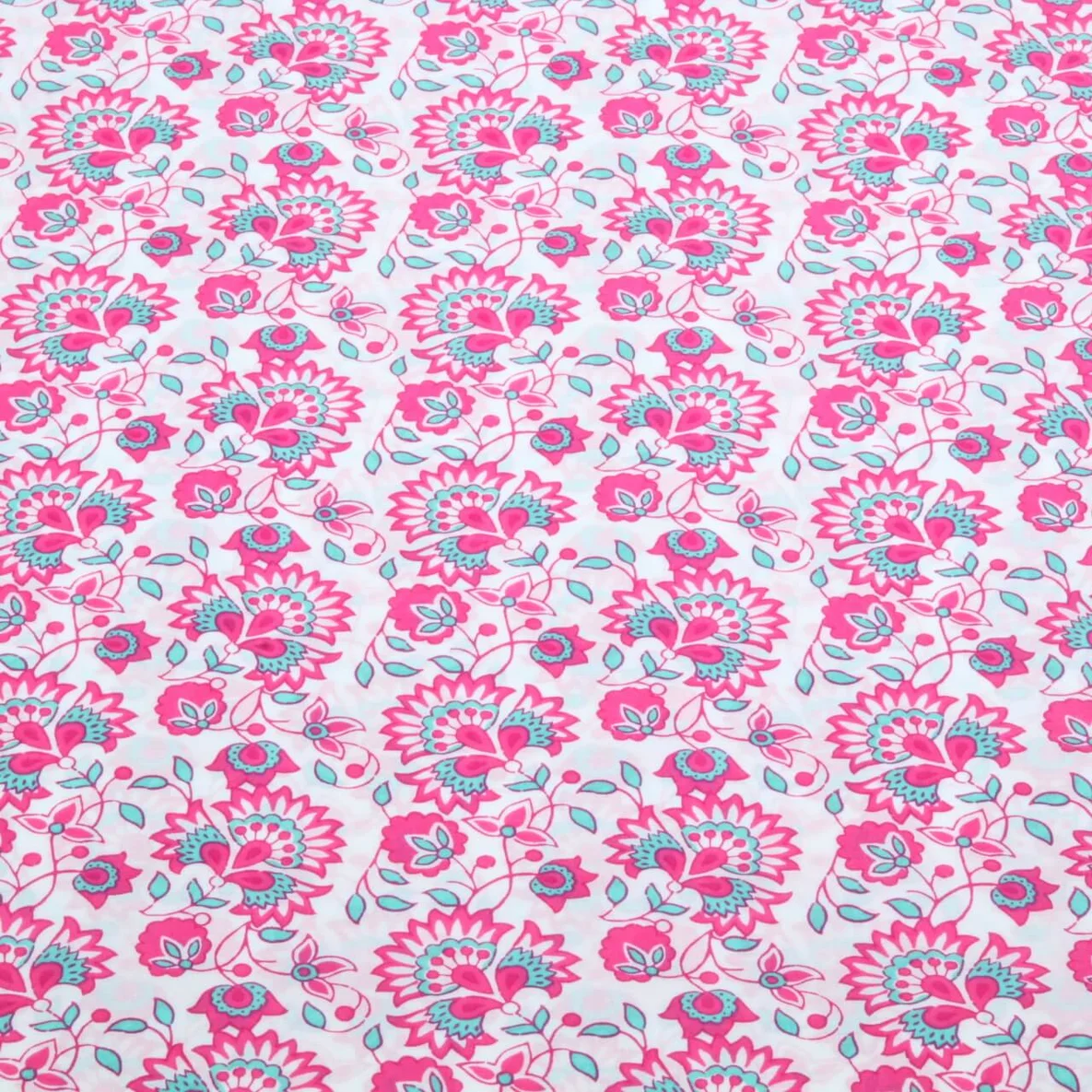 Baumwollvoile "Dalia" Blüten Weiß Pink