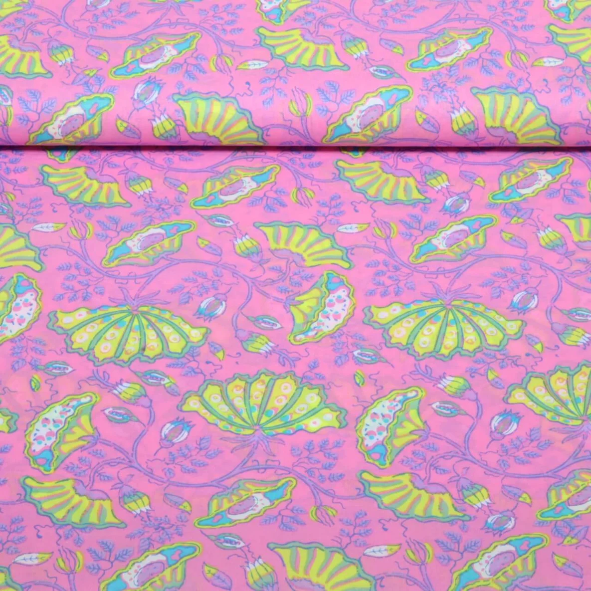 Baumwollvoile "Dalia" Blütenkelche Rosa