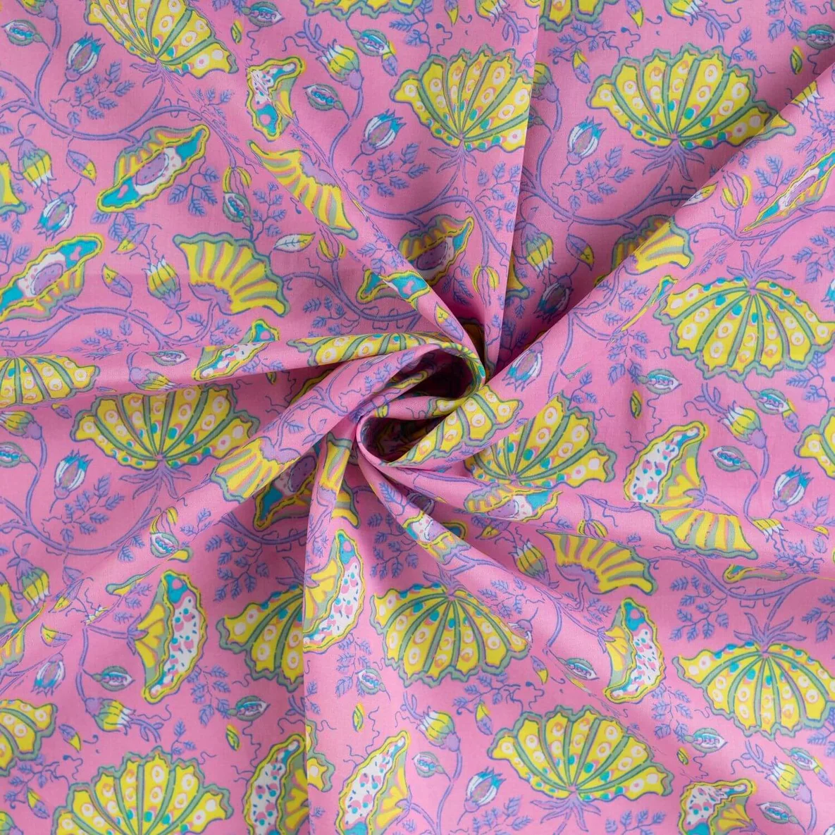 Baumwollvoile "Dalia" Blütenkelche Rosa