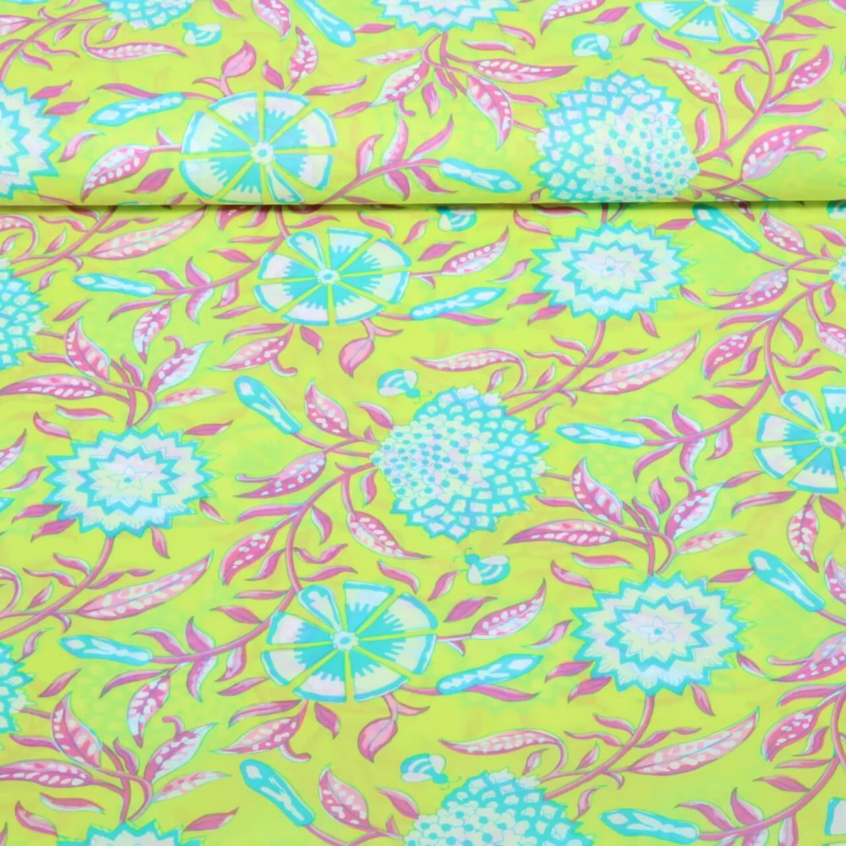 Baumwollvoile "Dalia" Blumen Gelb