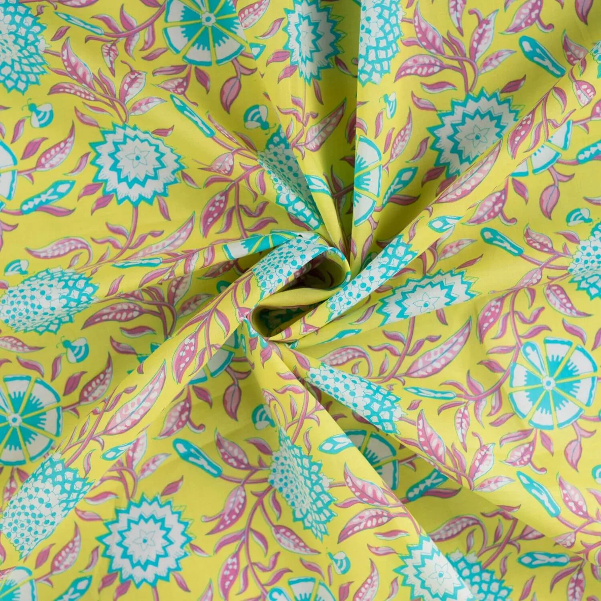 Baumwollvoile "Dalia" Blumen Gelb