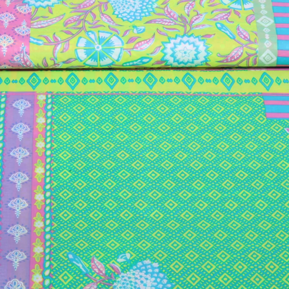 Baumwollvoile "Dalia" Patchwork Gelb Multicolor