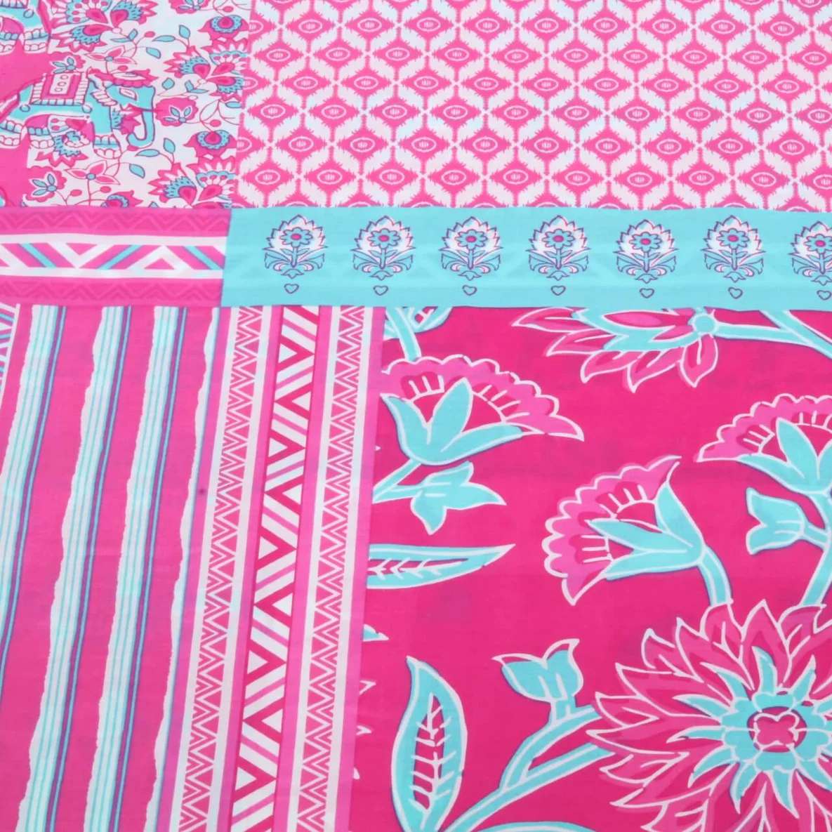 Baumwollvoile "Dalia" Patchwork Pink