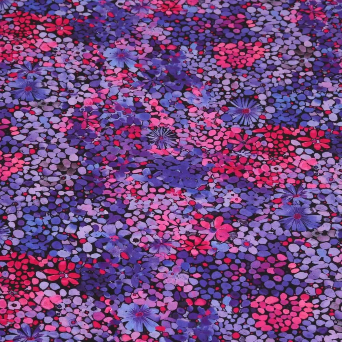 Baumwollvoile Digitaldruck Batik Blumendruck Lila