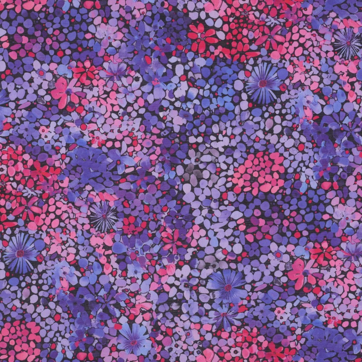 Baumwollvoile Digitaldruck Batik Blumendruck Lila
