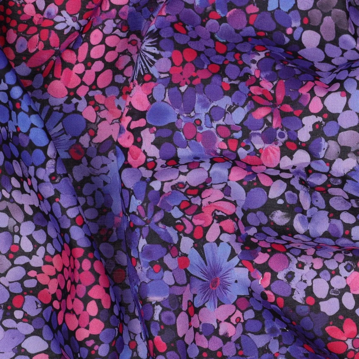 Baumwollvoile Digitaldruck Batik Blumendruck Lila