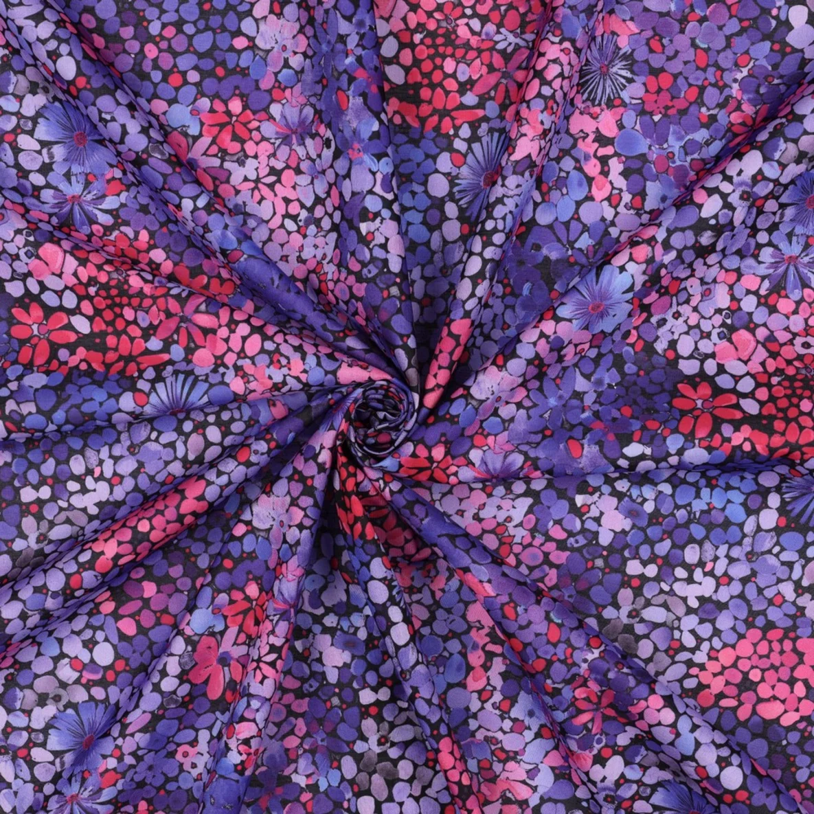Baumwollvoile Digitaldruck Batik Blumendruck Lila
