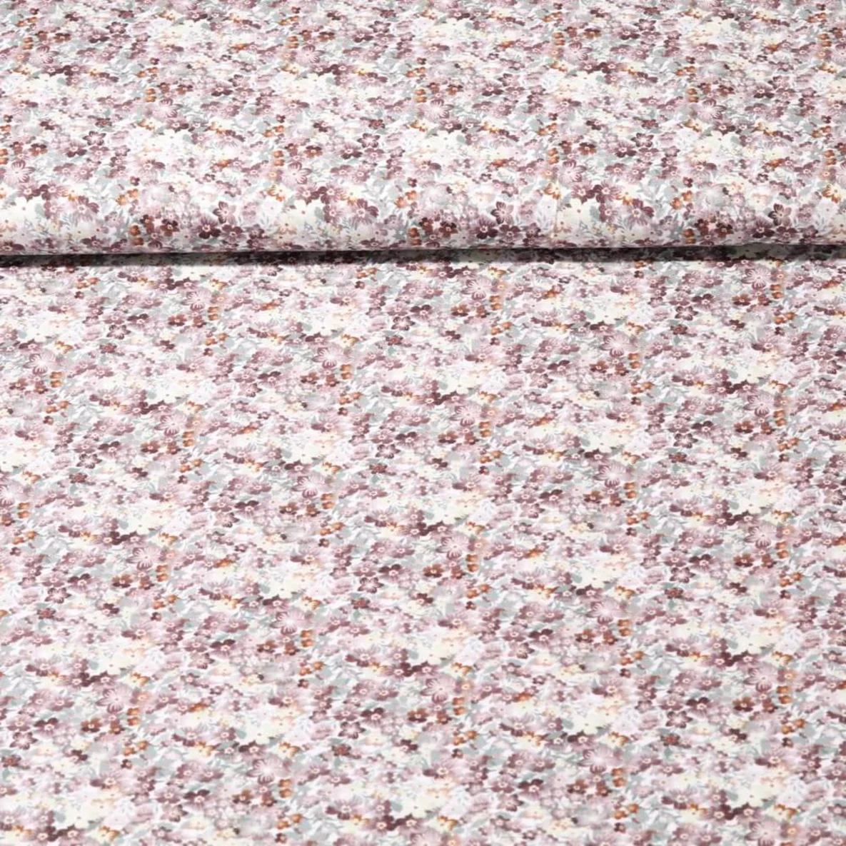Baumwollvoile Digitaldruck Blüten Mauve