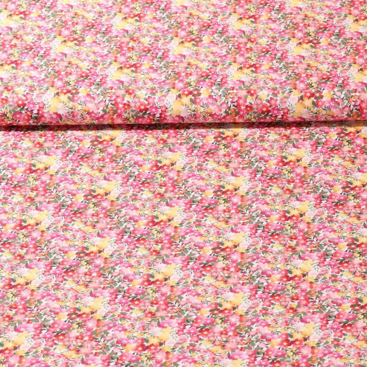 Baumwollvoile Digitaldruck Blüten Pink