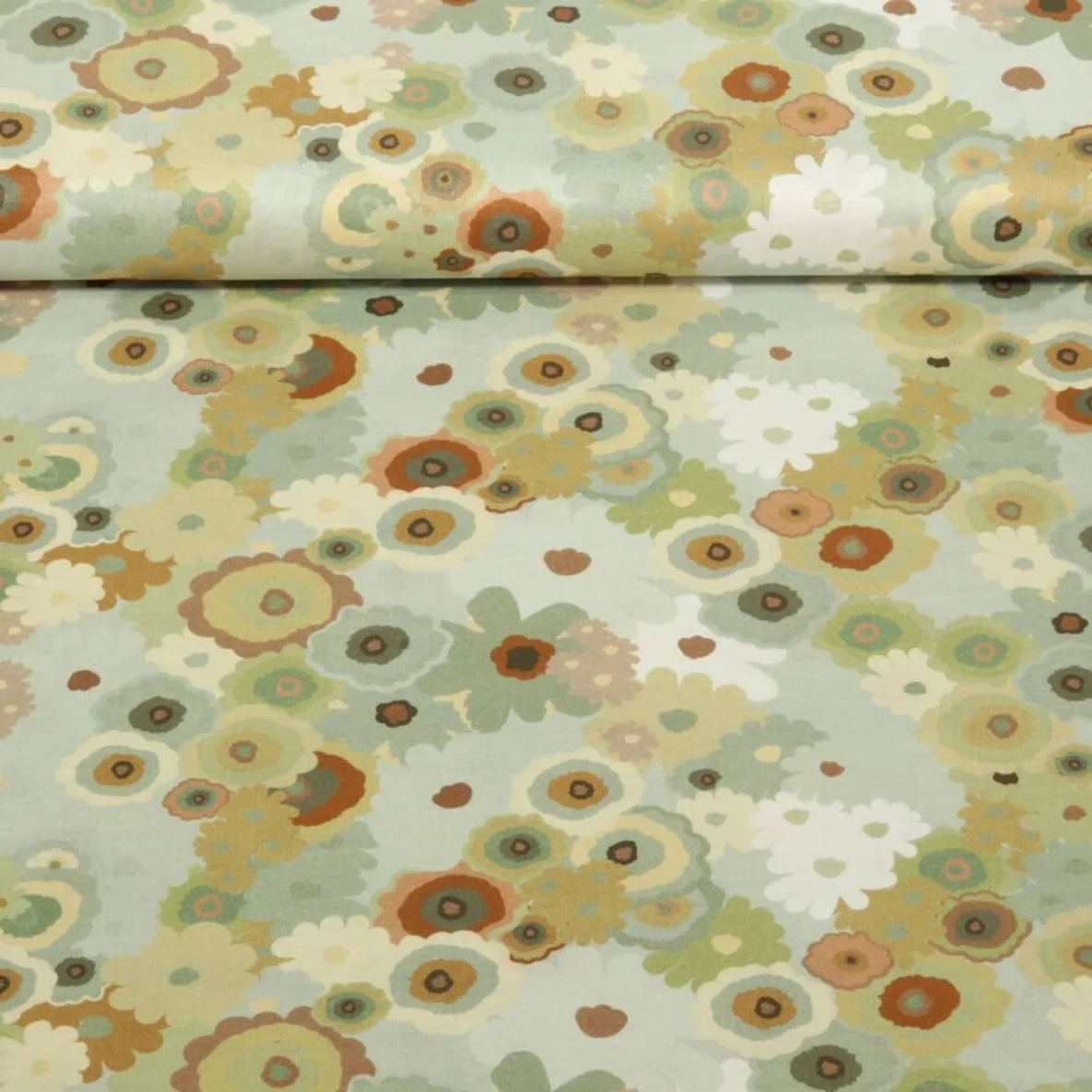 Baumwollvoile Digitaldruck Blumen Khaki
