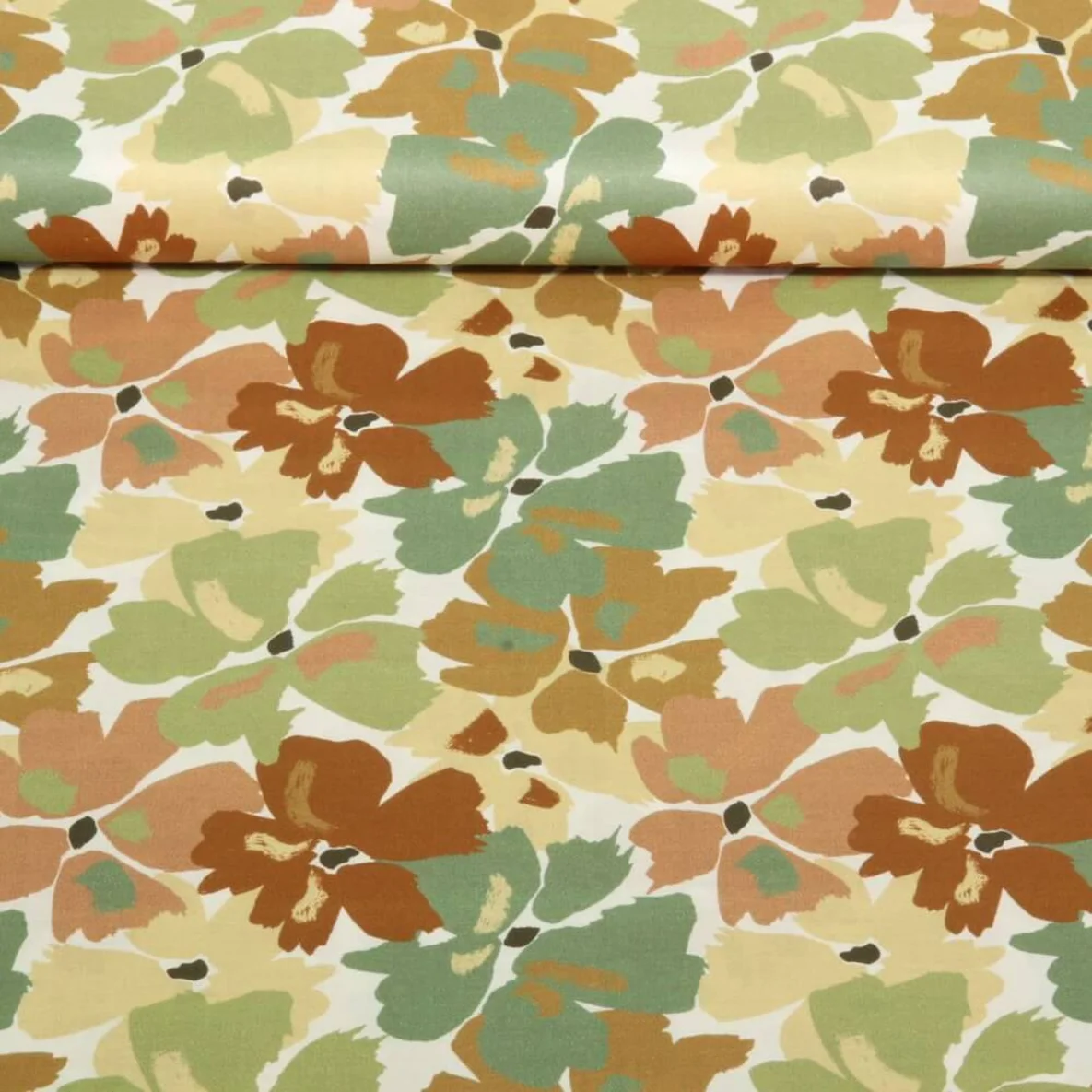 Baumwollvoile Digitaldruck Blumen Malerei Khaki