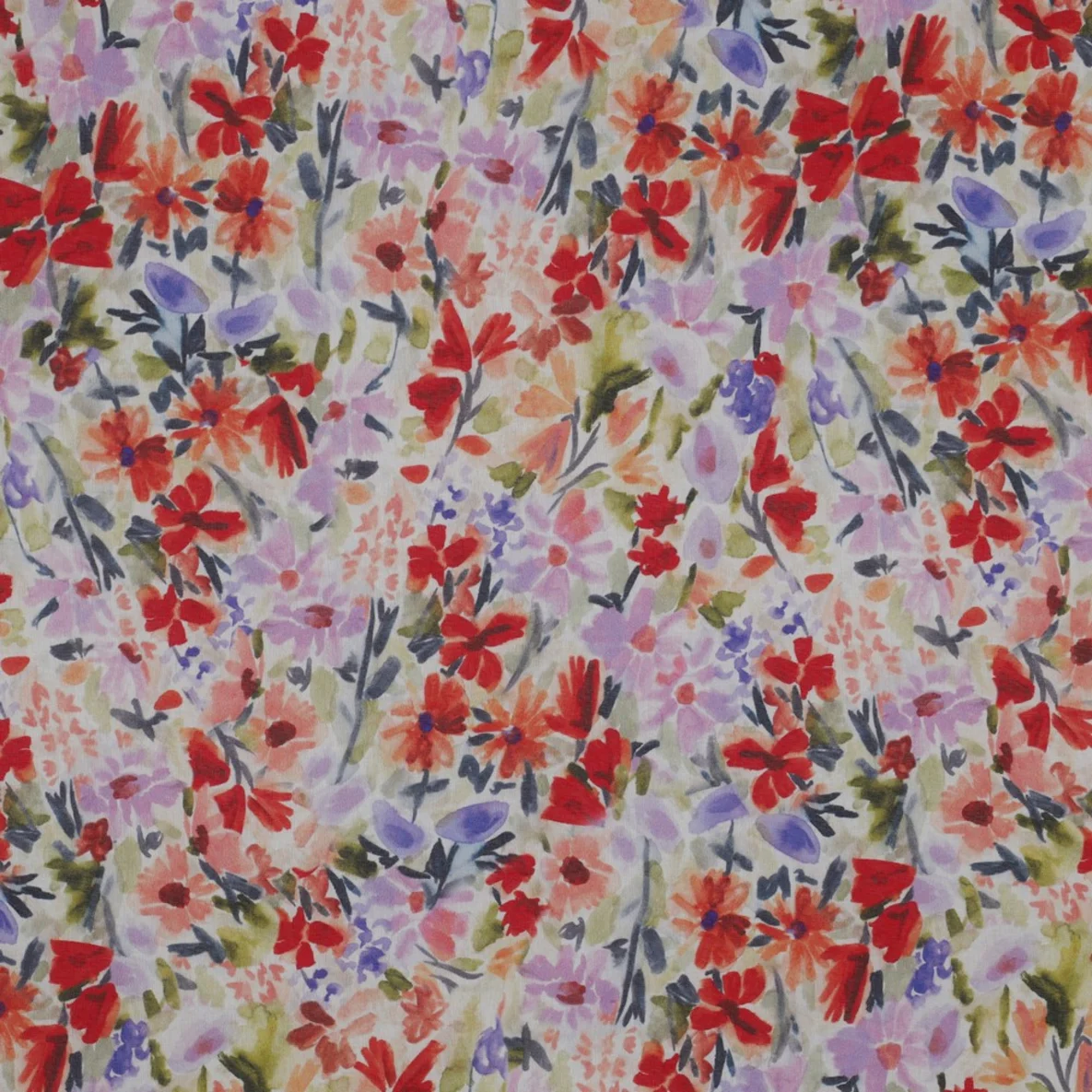 Baumwollvoile Digitaldruck Bunte Blumenwiese Multicolor