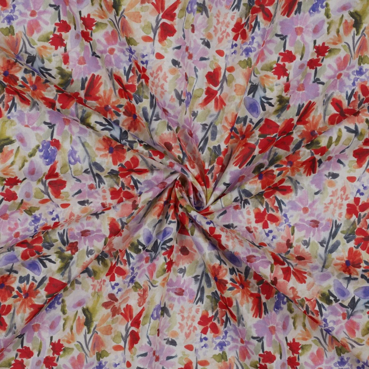 Baumwollvoile Digitaldruck Bunte Blumenwiese Multicolor