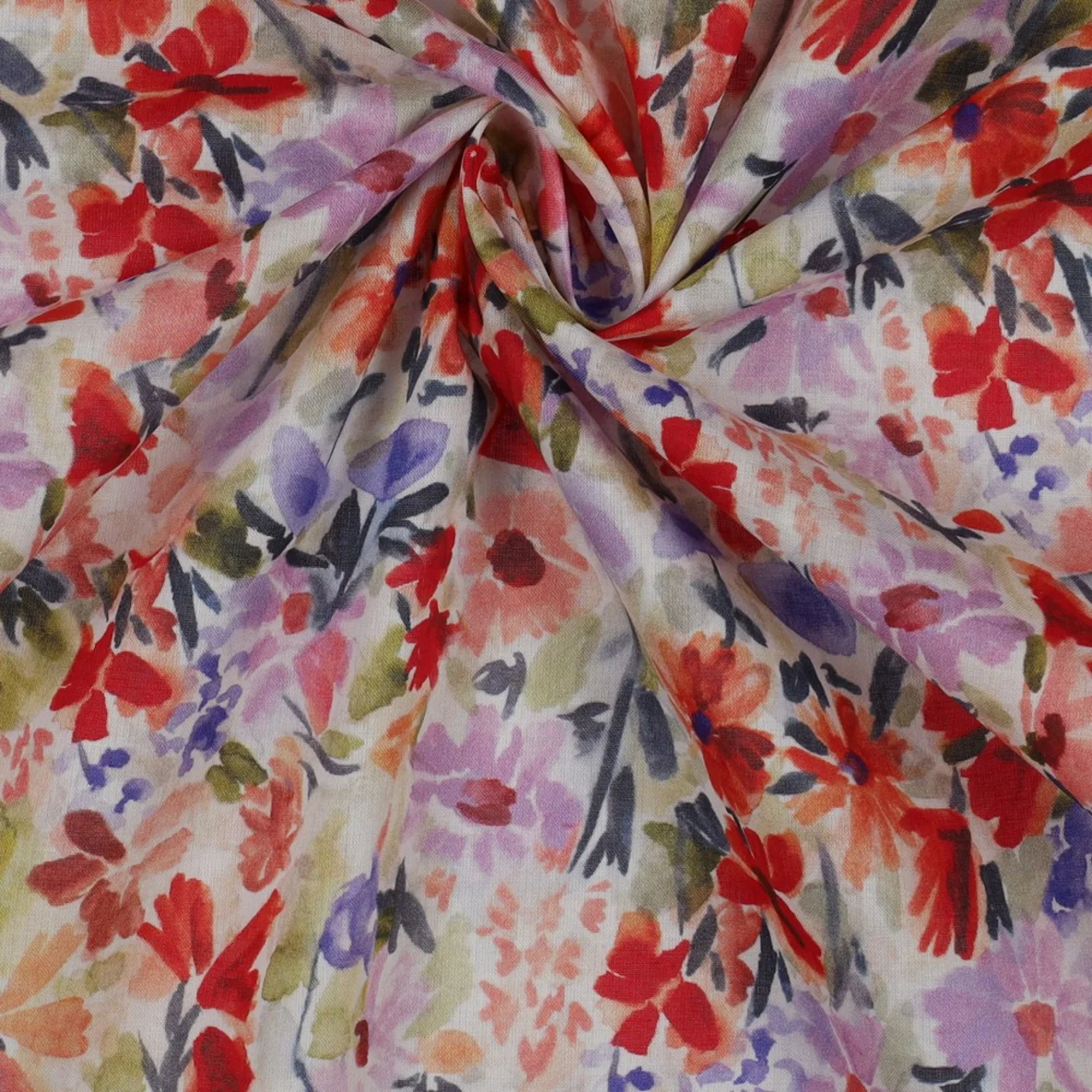 Baumwollvoile Digitaldruck Bunte Blumenwiese Multicolor