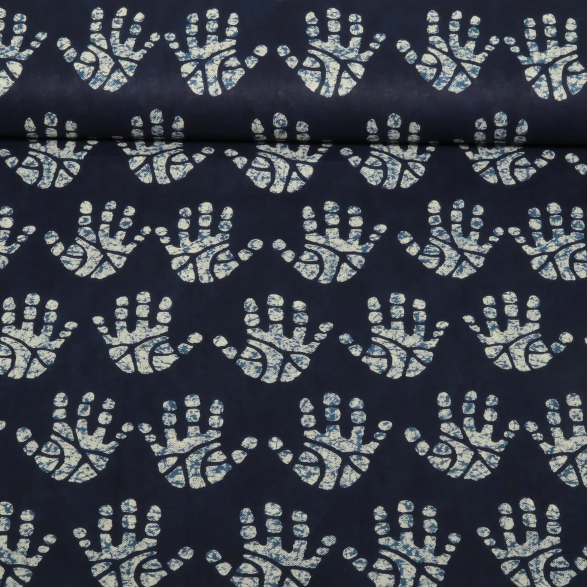 Baumwollvoile Hände Batik Indigoblau