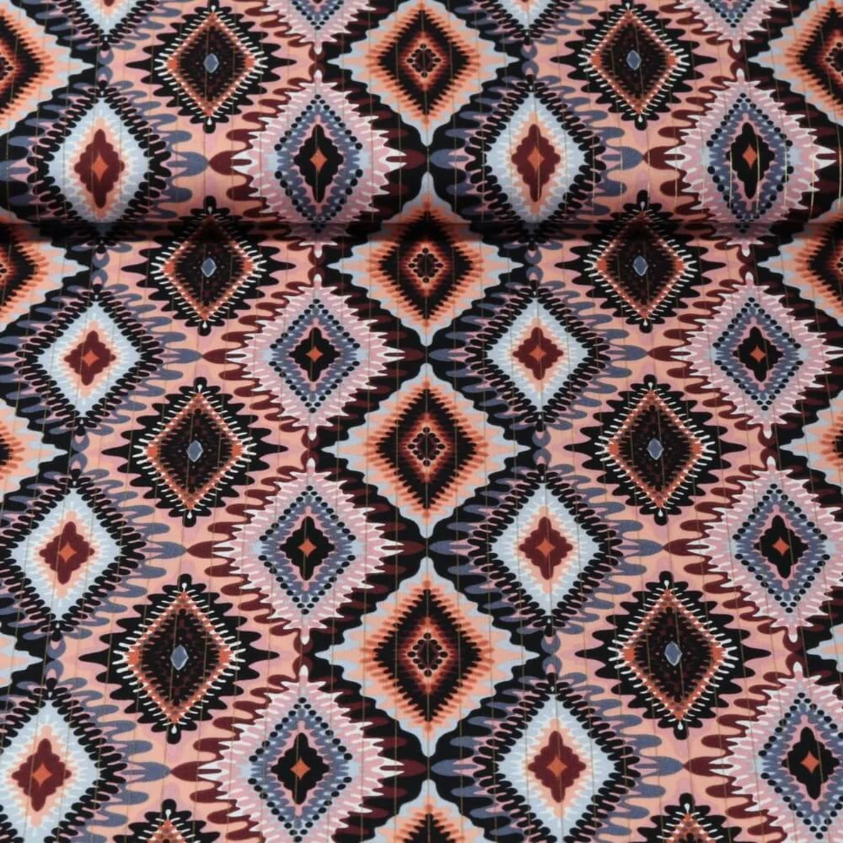 Baumwollvoile Lurex Mosaik Lachs