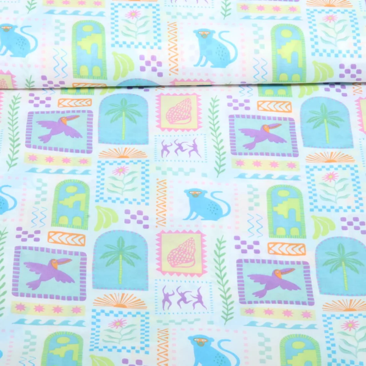 Baumwollvoile Qjutie & the Qjutest Bunte Patches Weiß Multicolor