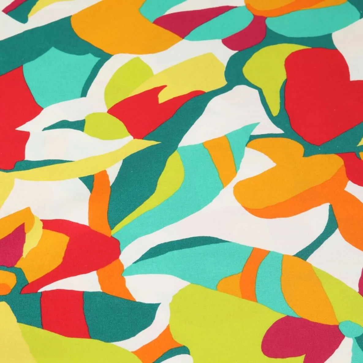 Beschichtete Baumwolle Abstrakte Blumen Weiß Rot