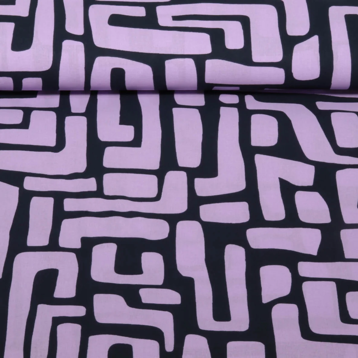Beschichtete Baumwolle Abstrakte Formen Navy Lila