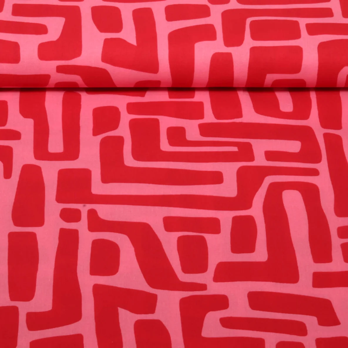 Beschichtete Baumwolle Abstrakte Formen Rosa Rot