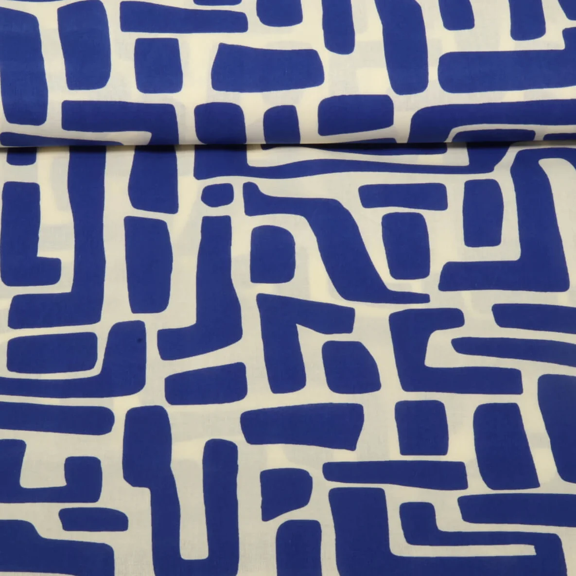 Beschichtete Baumwolle Abstrakte Formen Weiß Blau