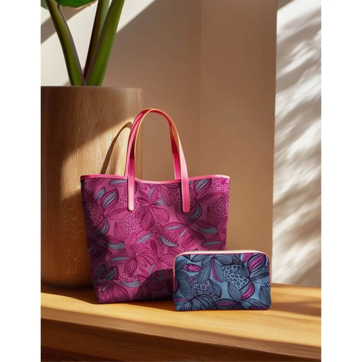 Beschichtete Baumwolle Blätter Fuchsia