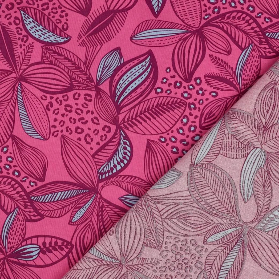 Beschichtete Baumwolle Blätter Fuchsia