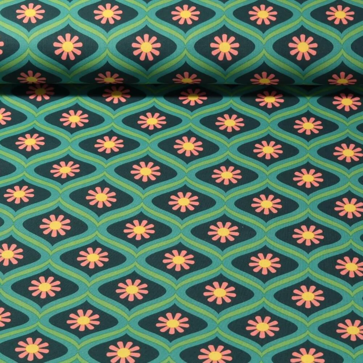 Beschichtete Baumwolle - Blümchen Grün 