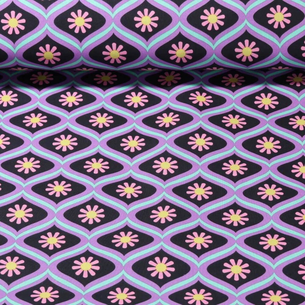 Beschichtete Baumwolle - Blümchen Lila