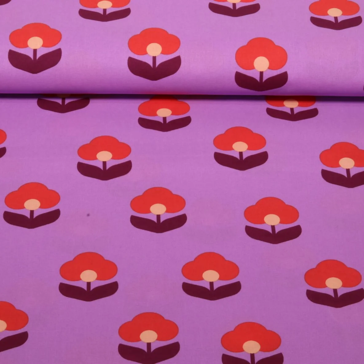 Beschichtete Baumwolle Blumen Lila