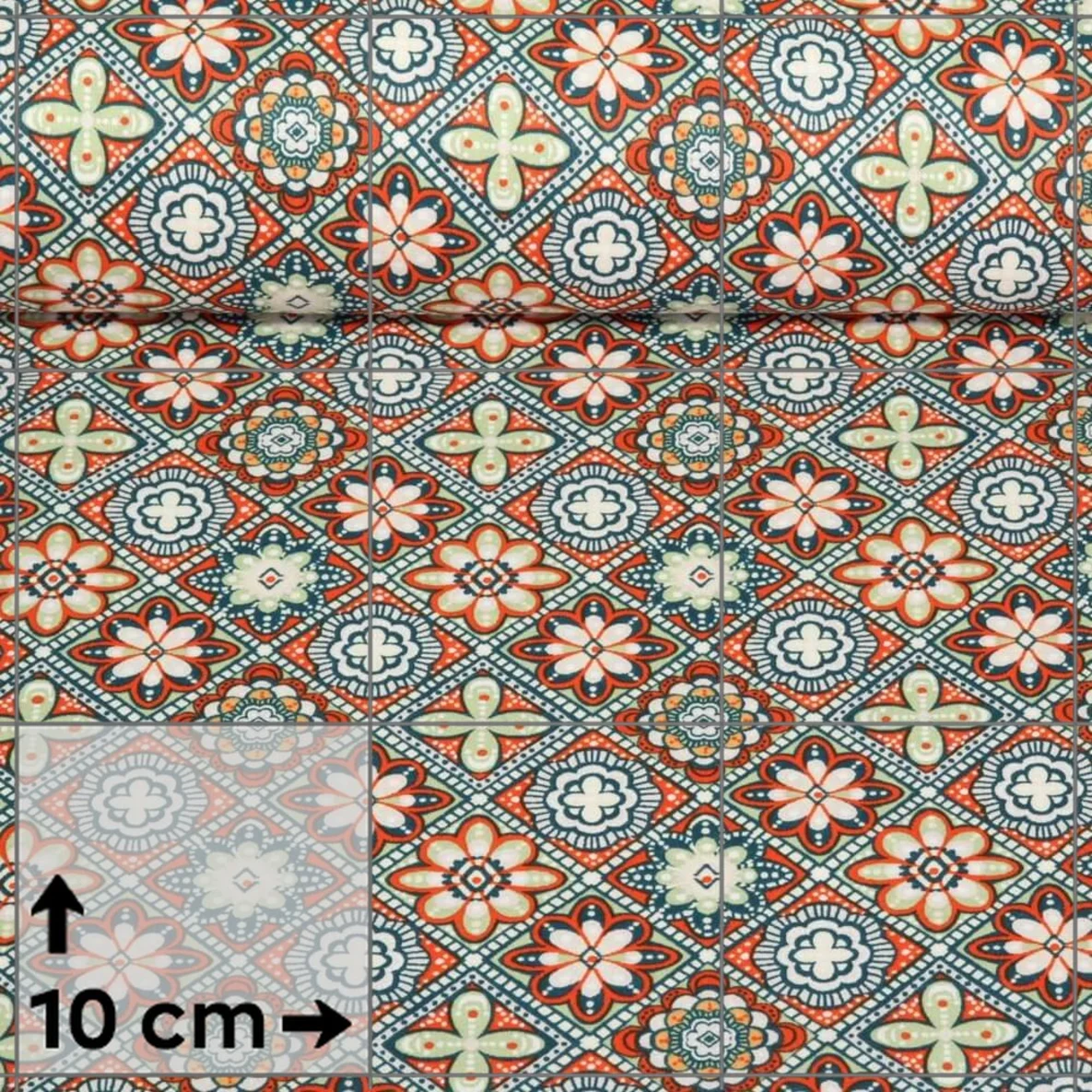 Beschichtete Baumwolle Blumen Orient Orange
