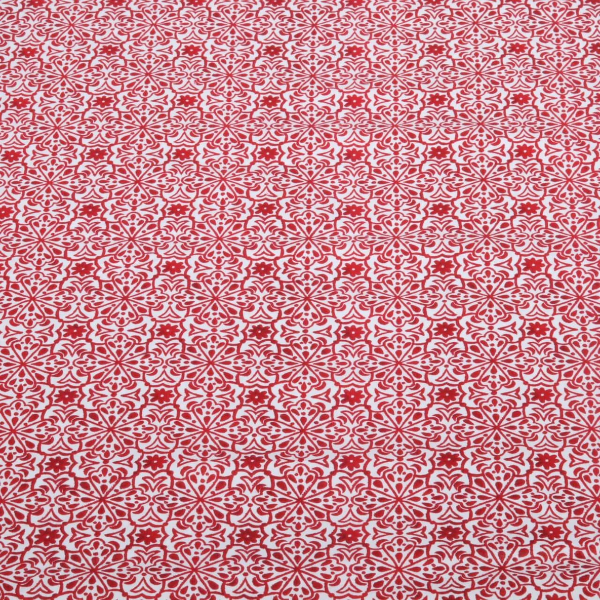 Beschichtete Baumwolle Blumen Ornamente Rot