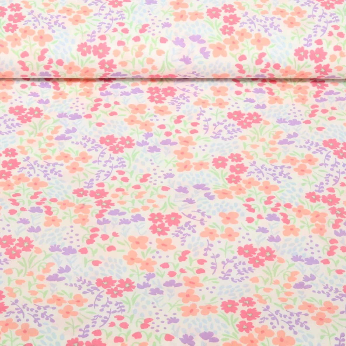 Beschichtete Baumwolle Blumen Weiß