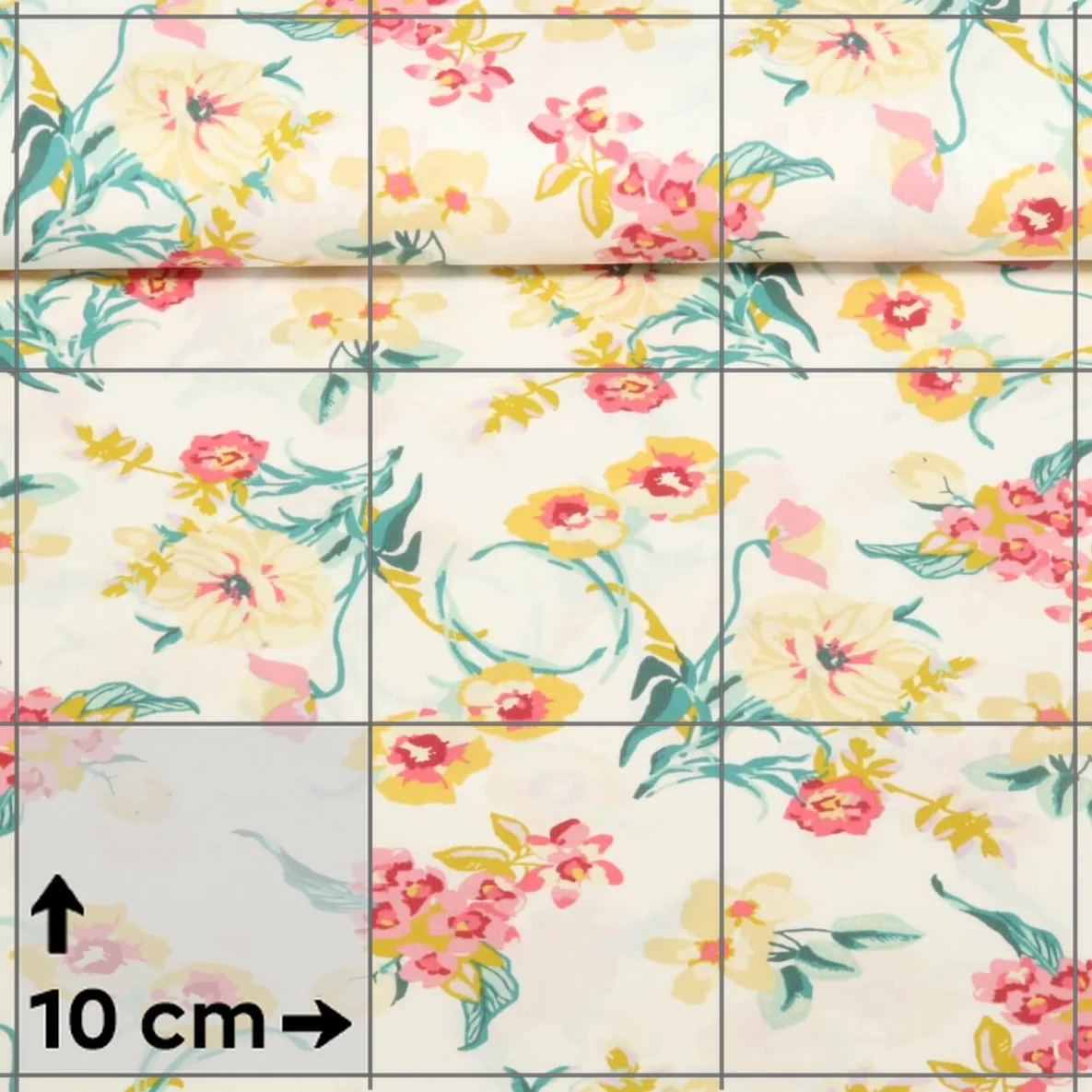 Beschichtete Baumwolle Blumen Weiß