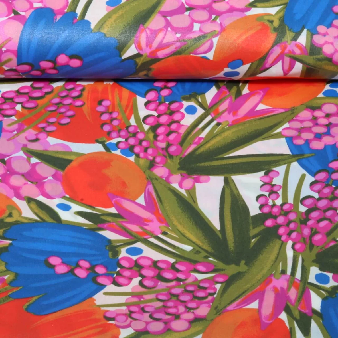 Beschichtete Baumwolle Bunte Blumen Multicolor