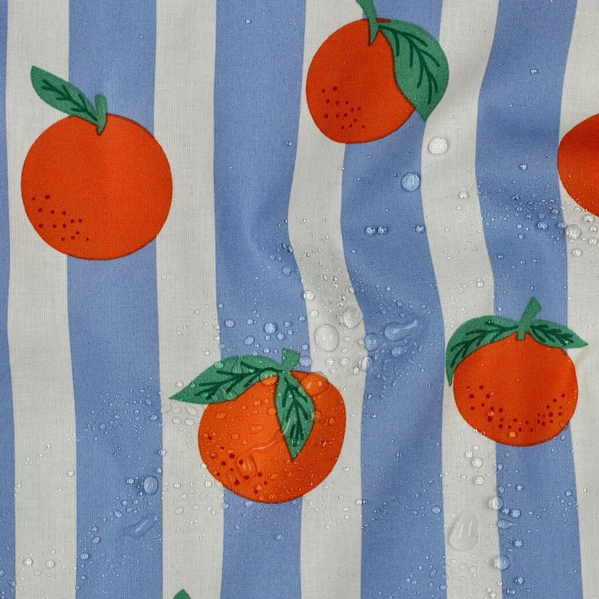 Beschichtete Baumwolle Orangen Blau