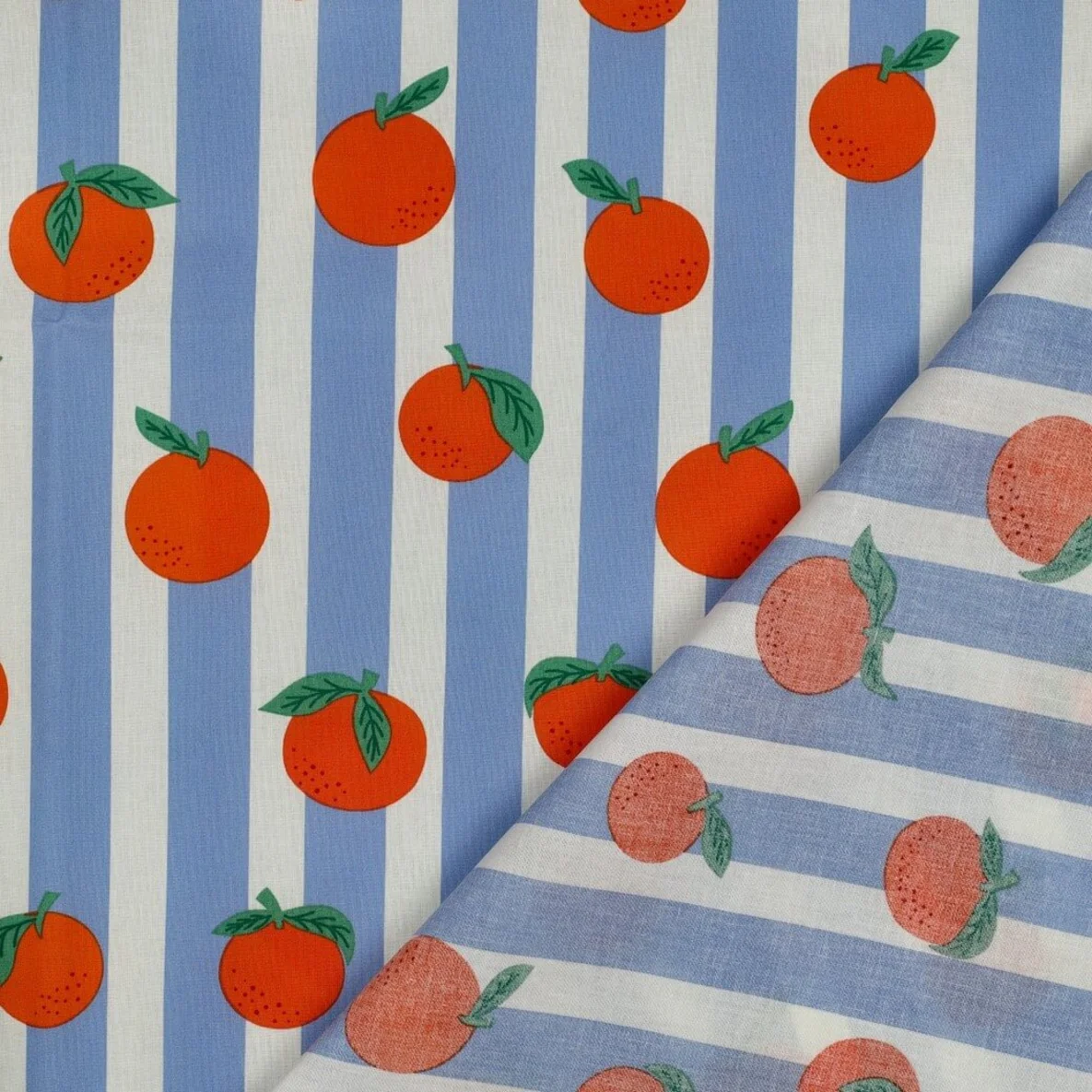 Beschichtete Baumwolle Orangen Blau
