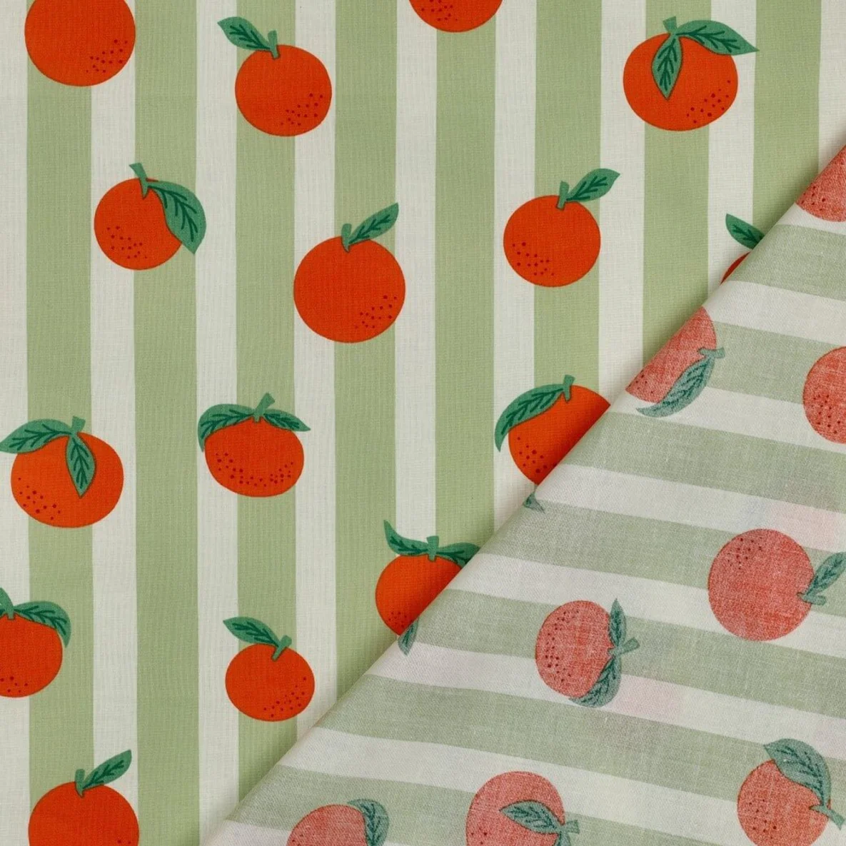 Beschichtete Baumwolle Orangen Grün