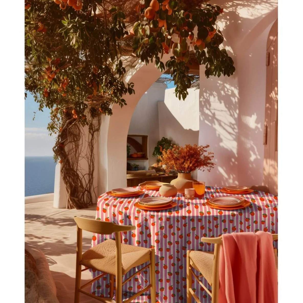 Beschichtete Baumwolle Orangen Pink