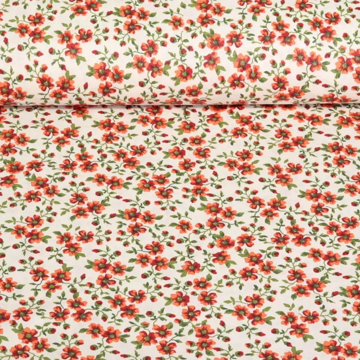 Beschichtete Baumwolle Rosenranken Weiß