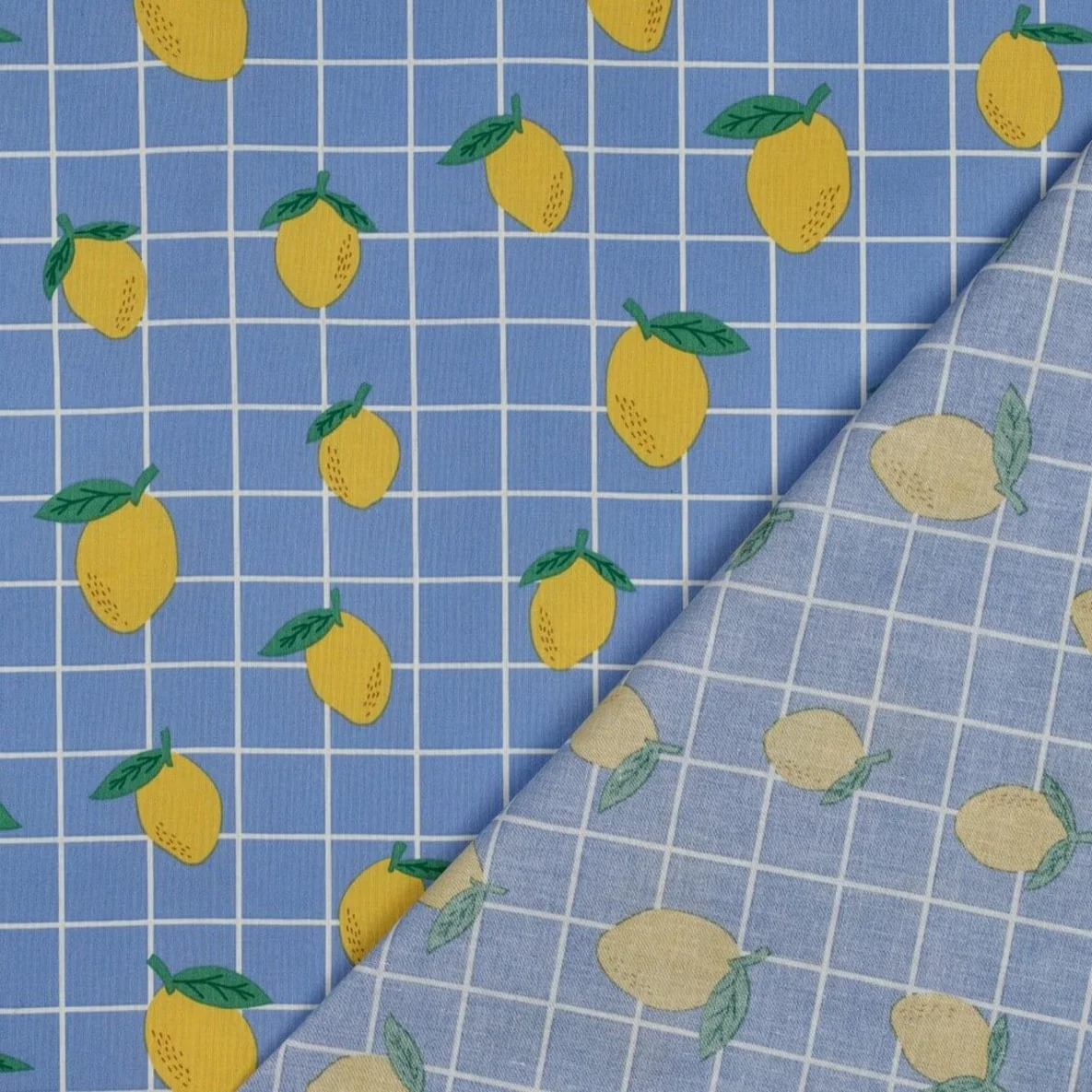Beschichtete Baumwolle Zitronen Blau