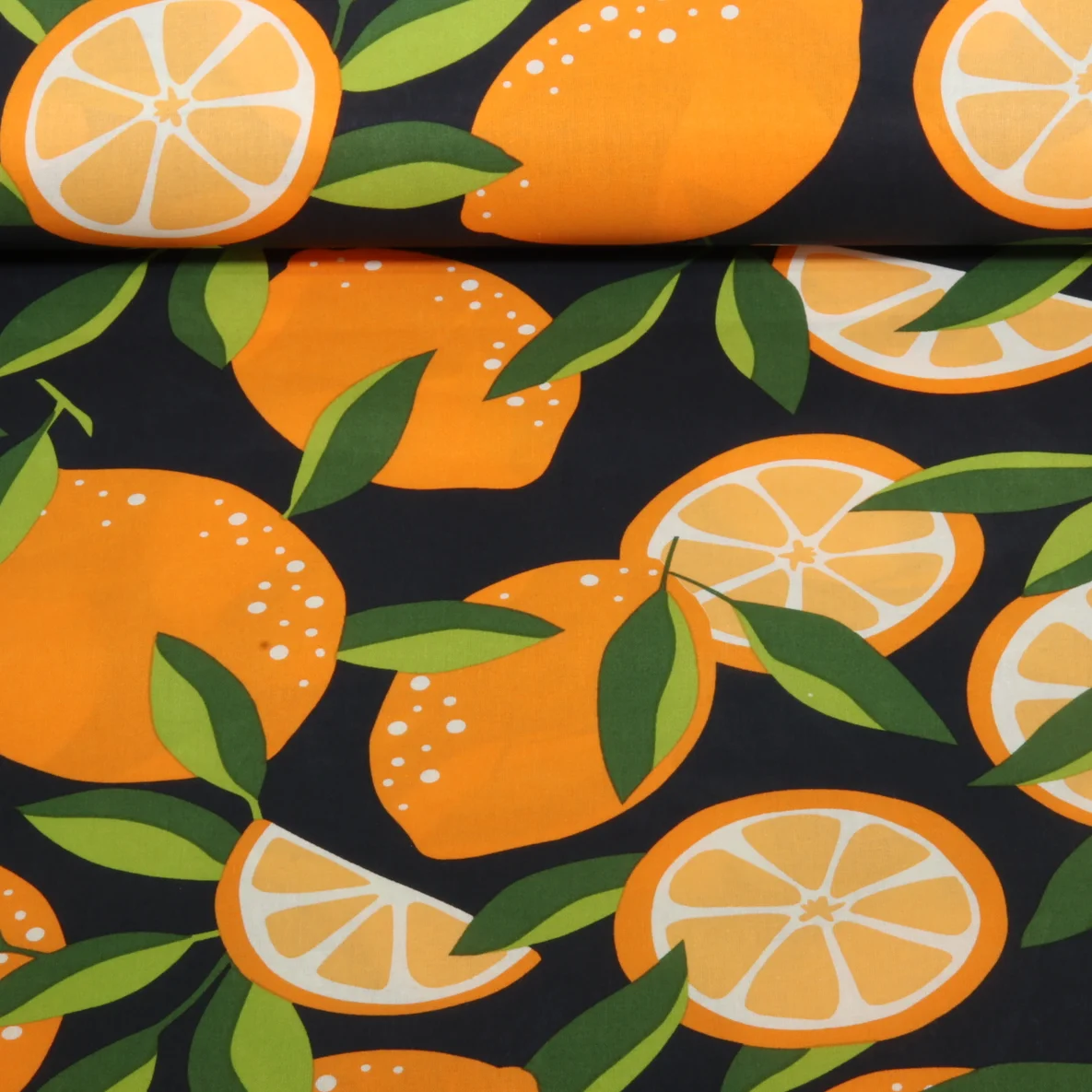 Beschichtete Baumwolle Zitronen Navy