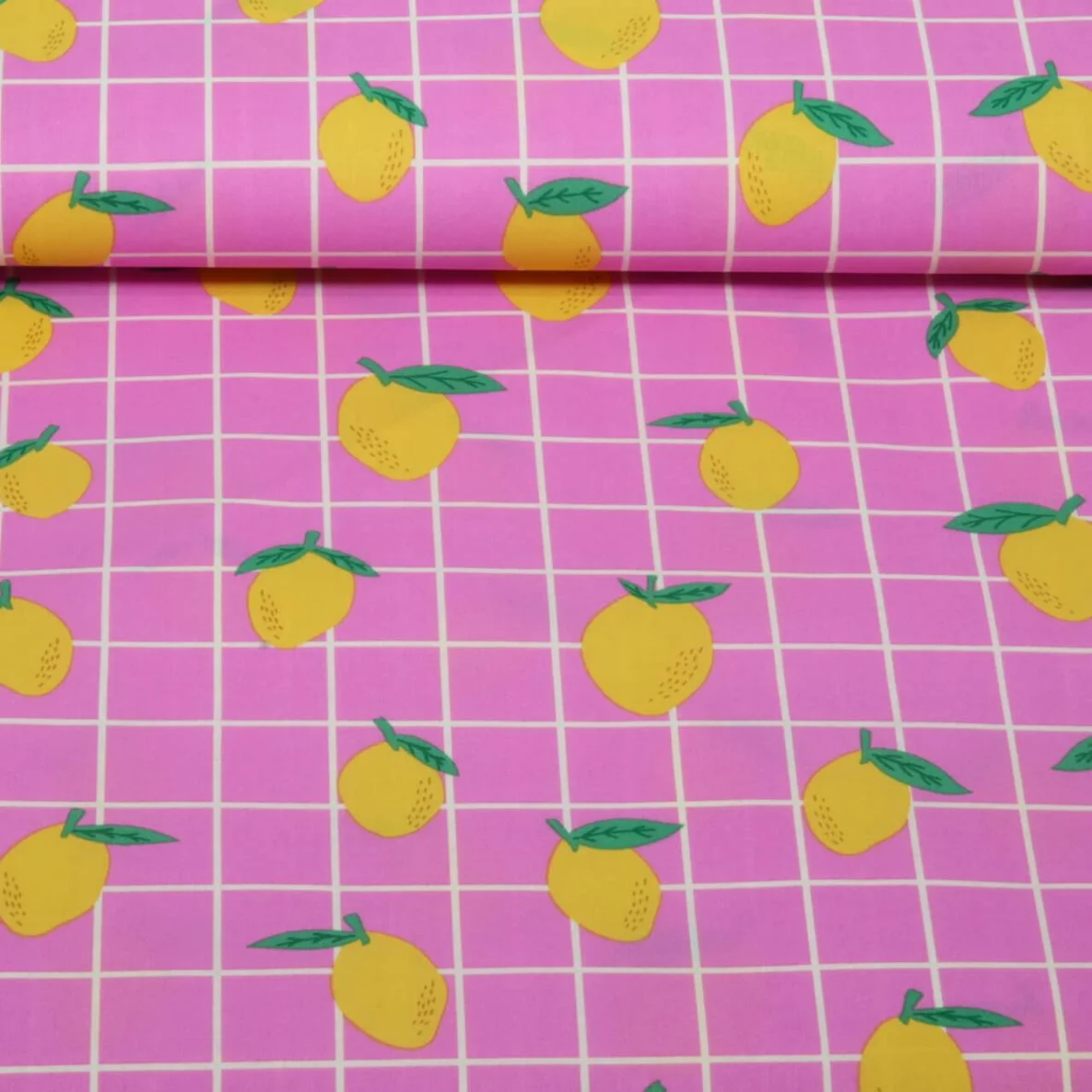 Beschichtete Baumwolle Zitronen Rosa