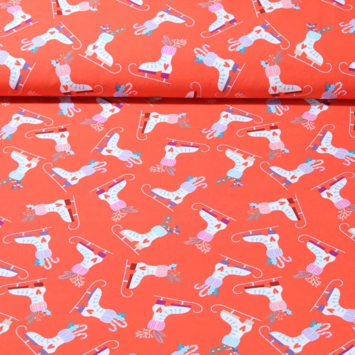 Bio Baumwoll-Popeline - Hamburger Liebe Digitaldruck Christmas On Ice Rot
