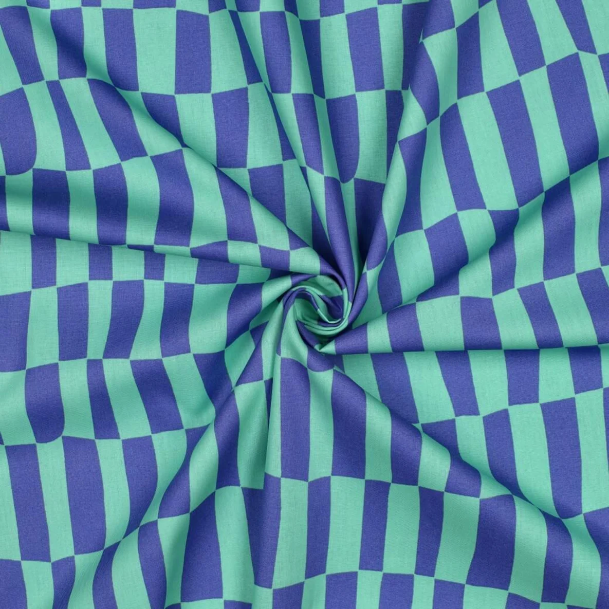 Bio Baumwoll-Popeline Jennifer Bouron Karos Blau Mint